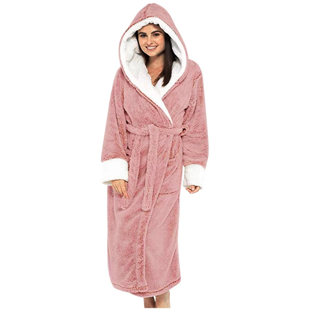 HOMECUDDLE – Cozy Women's Teddy Jacket with Hood and Belt - Image 7
