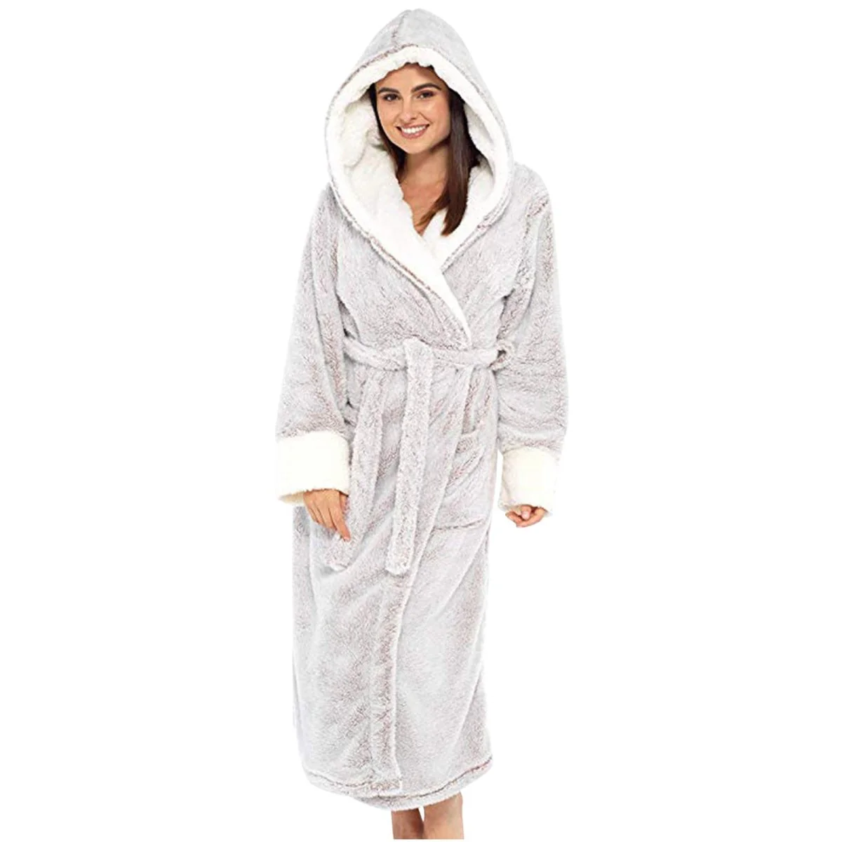 HOMECUDDLE – Cozy Women's Teddy Jacket with Hood and Belt - Image 9