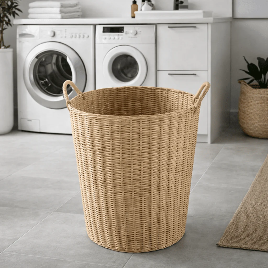 HOMERATTAN – Foldable Laundry Basket in Rattan Style for Stylish Organization