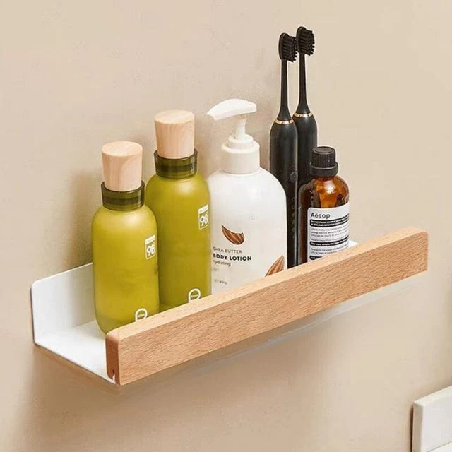 HOMETIMB – Rustic Corner Bathroom Shelf Made of Solid Wood with Easy Adhesive Installation - Image 10