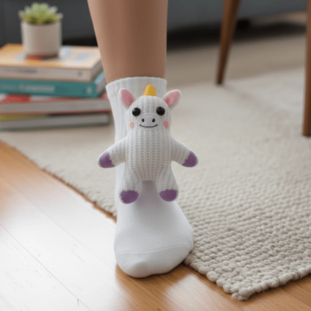 HUGFOOT – Cozy House Socks with Cute 3D Animal Accent & Secure Non-Slip Sole - Image 18