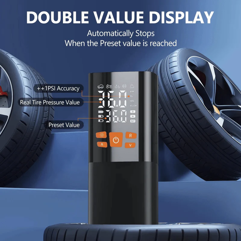 INFLATIQ – Portable 180 PSI Air Compressor with 25000mAh Battery & Digital Pressure Display - Image 3