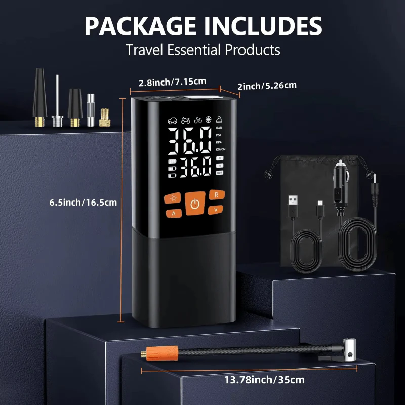 INFLATIQ – Portable 180 PSI Air Compressor with 25000mAh Battery & Digital Pressure Display - Image 4