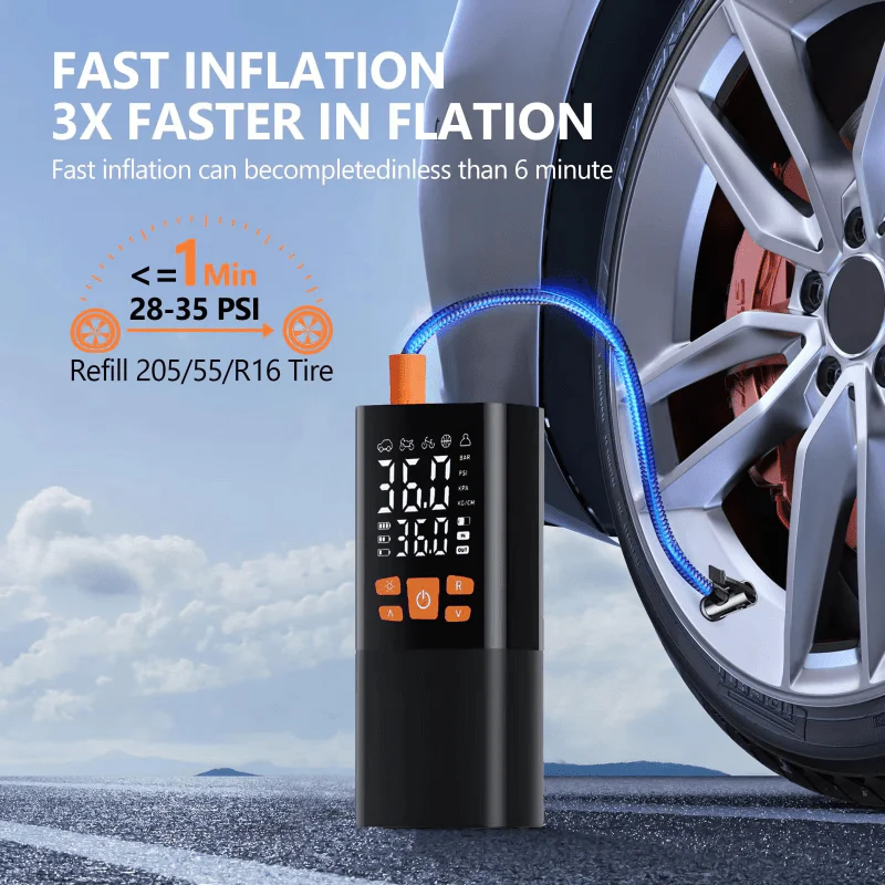 INFLATIQ – Portable 180 PSI Air Compressor with 25000mAh Battery & Digital Pressure Display - Image 5