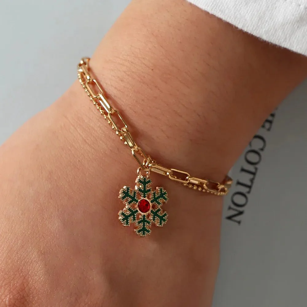 JINGLITE – Adjustable, gold-plated, festive charm bracelet for Christmas mood
