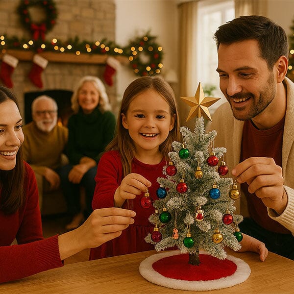 JOLLYBRIGHT – Pre-decorated Table Christmas Tree (60 cm) with Complete Ornament Set - Image 2