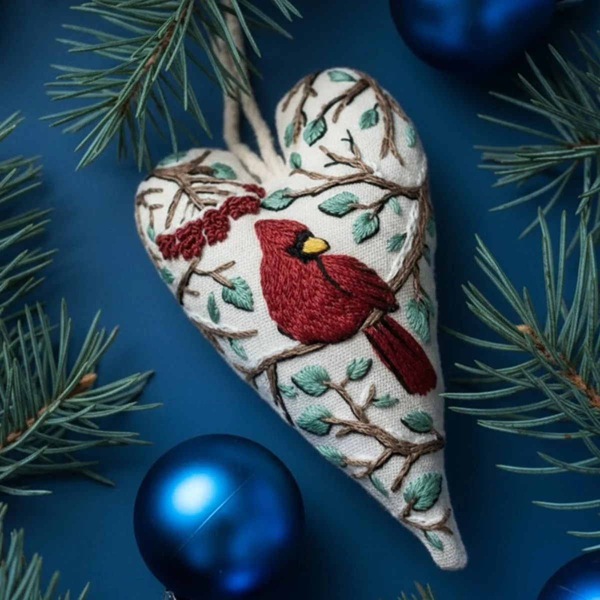 JOYSEW – DIY embroidery set for heart-shaped Christmas decorations with fabric, thread, and needles - Image 10