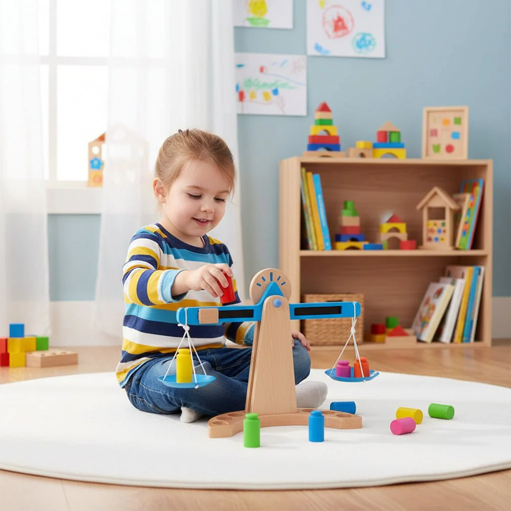 KIDWEIGH – Wooden Balance Scale Educational Toy for Counting and Measuring with Fun - Image 2