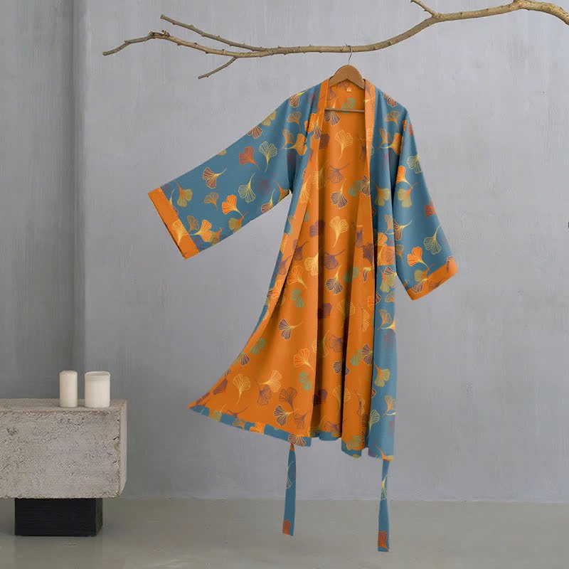 KIMOGINKO – Reversible kimono bathrobe made of organic cotton for breathable comfort - Image 3