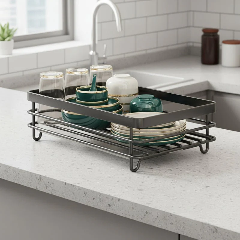 KITCHENFORM – Foldable stainless steel dish rack, space-saving design for modern kitchens
