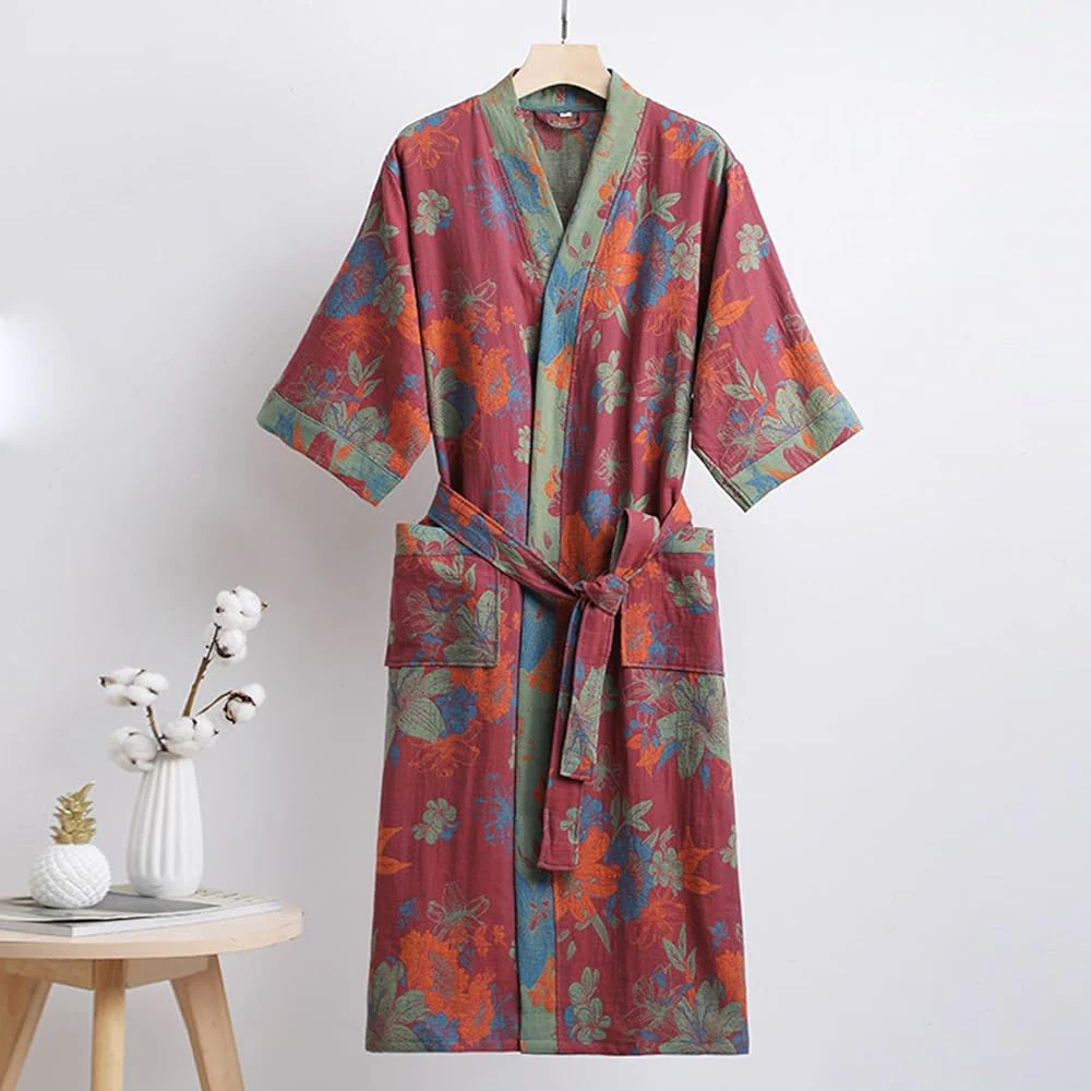 LEAFKIMONO – Reversible Kimono Bathrobe made of Cotton for Natural Comfort - Image 11