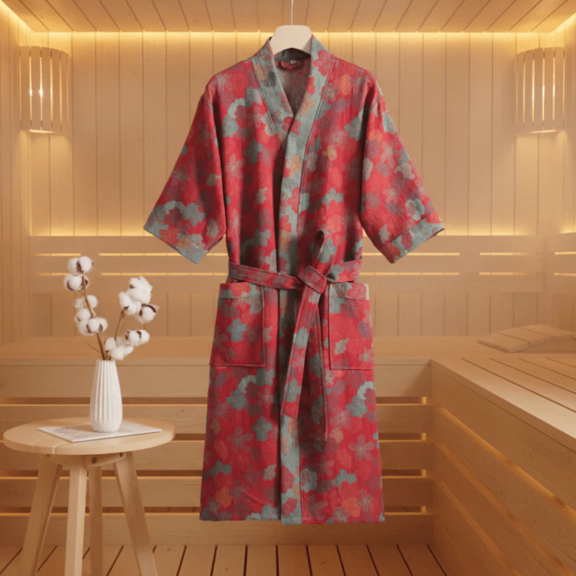 LEAFKIMONO – Reversible Kimono Bathrobe made of Cotton for Natural Comfort - Image 5