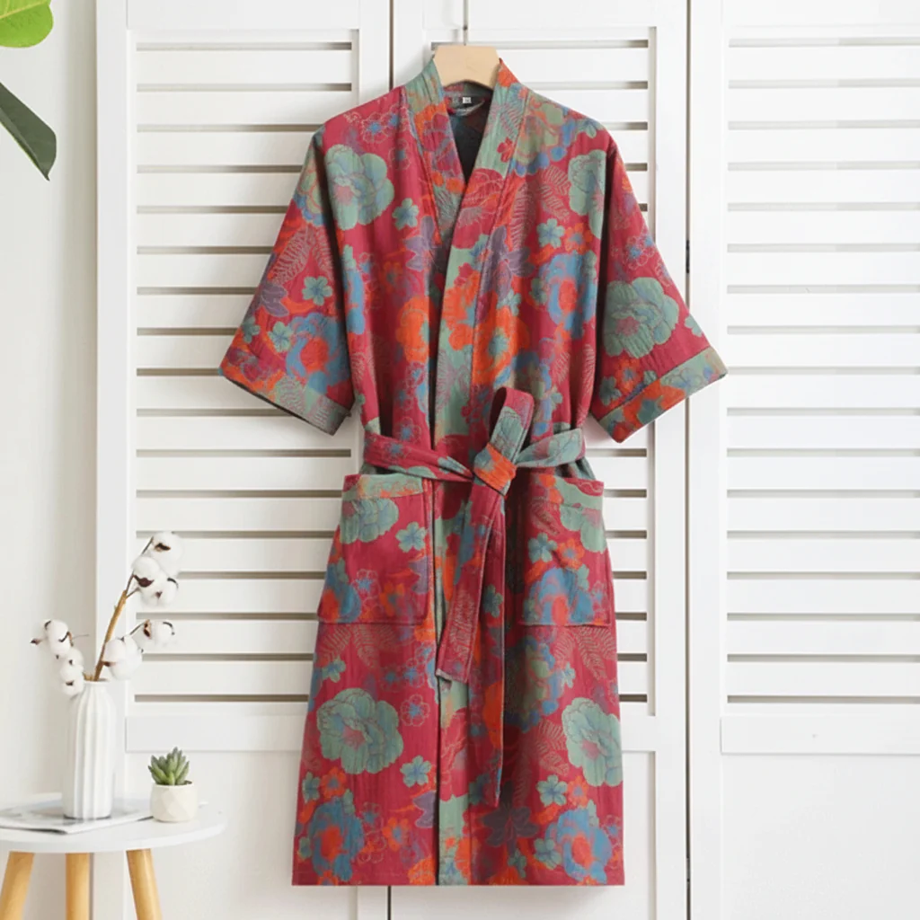 LEAFKIMONO – Reversible Kimono Bathrobe made of Cotton for Natural Comfort - Image 7