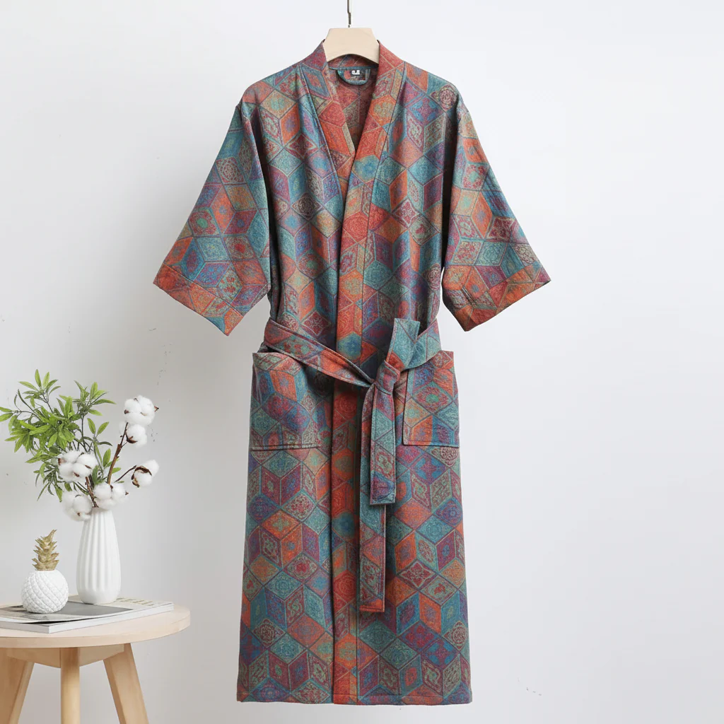 LEAFKIMONO – Reversible Kimono Bathrobe made of Cotton for Natural Comfort - Image 9