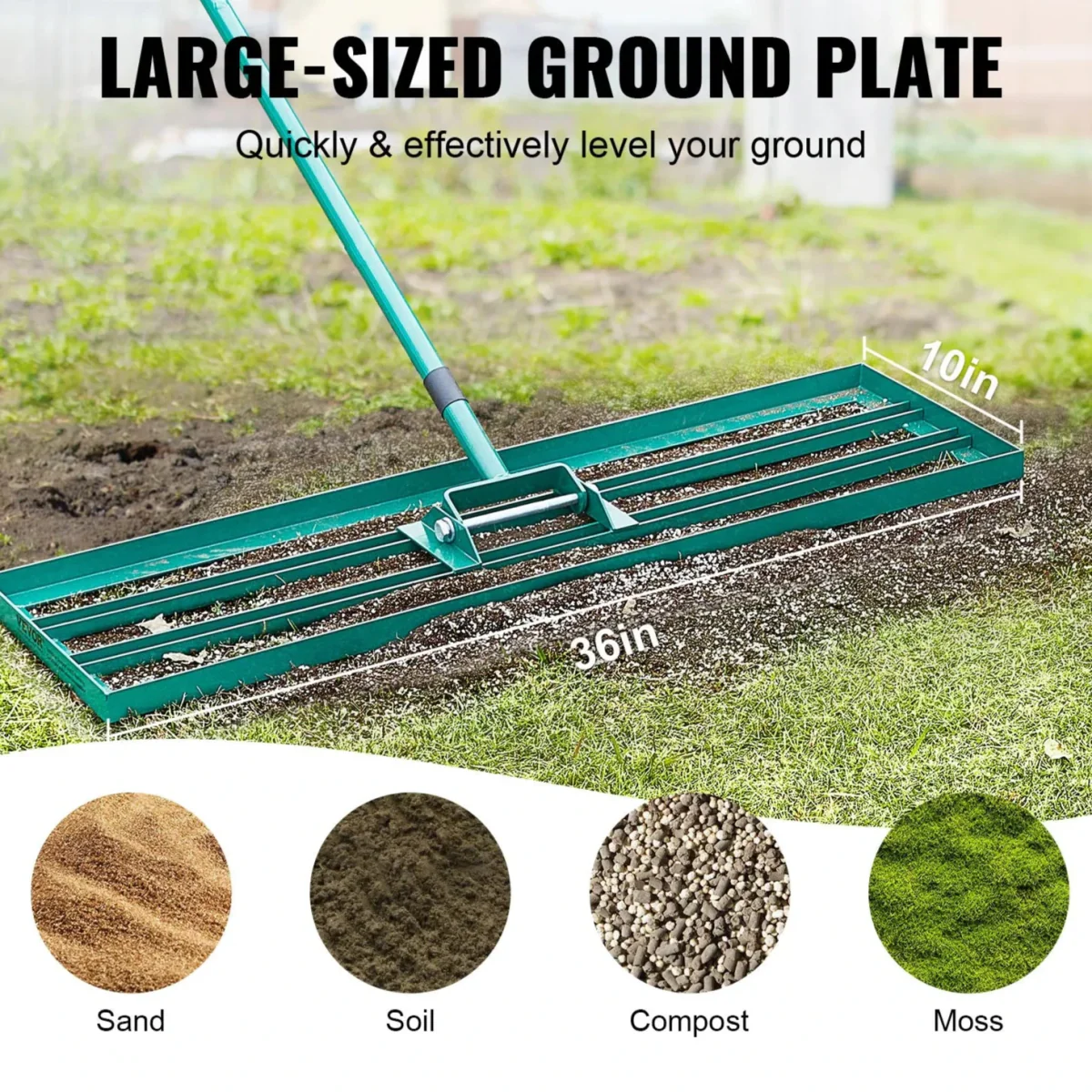 LevelPro TerraRake - Robust lawn rake with extra long handle - Image 3