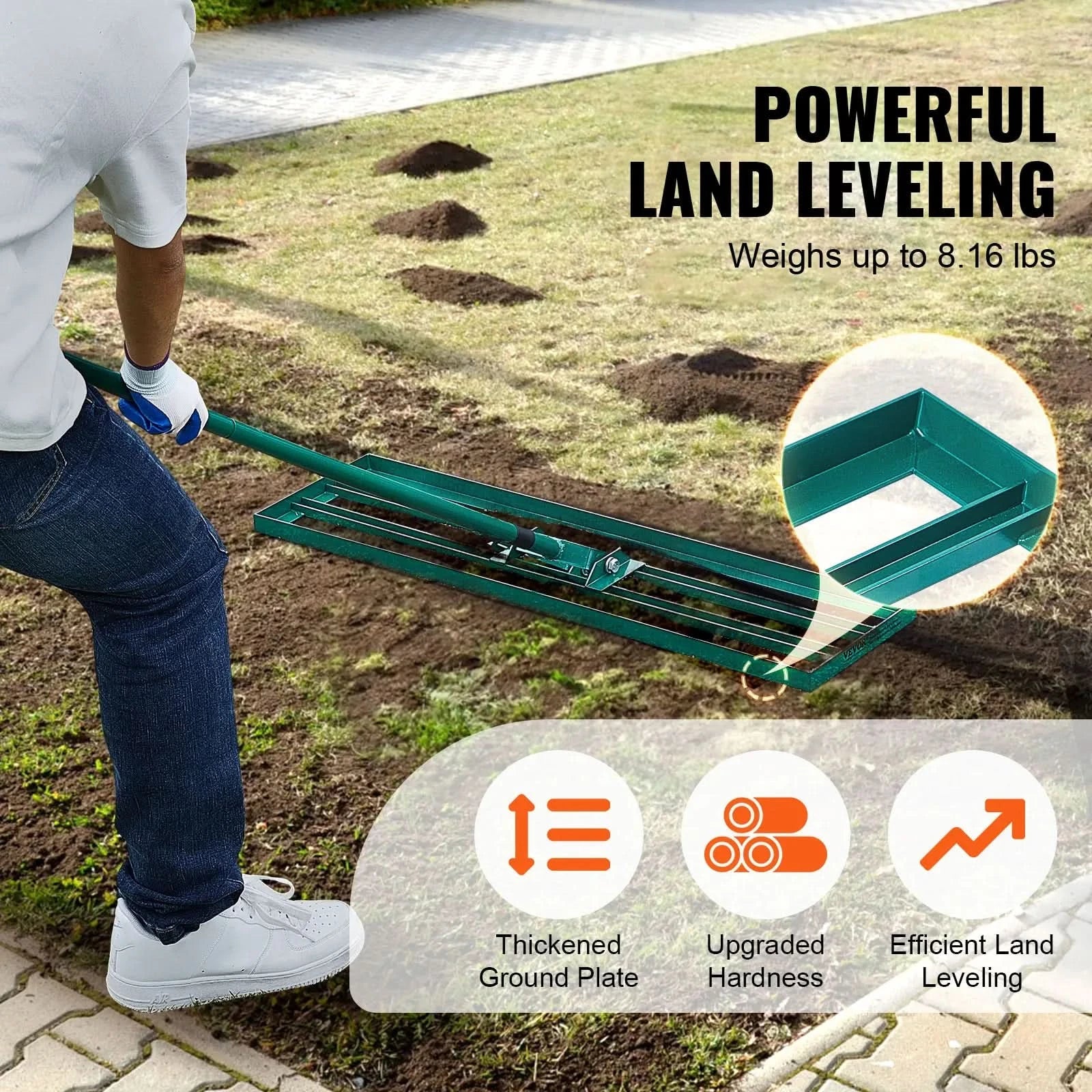 LevelPro TerraRake - Robust lawn rake with extra long handle - Image 4
