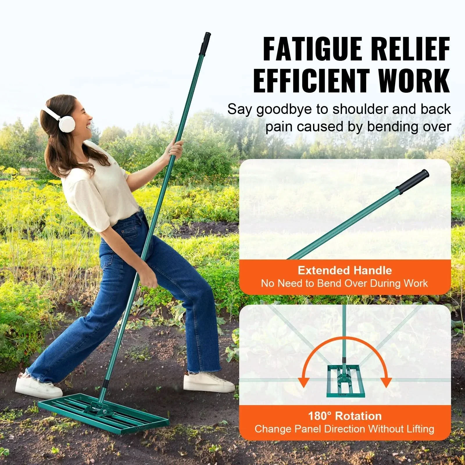 LevelPro TerraRake - Robust lawn rake with extra long handle - Image 7