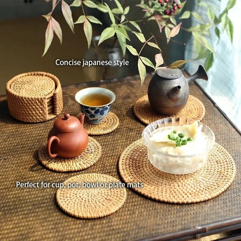 LIGNO – Heat-insulating drink coasters made of rattan to protect the table - Image 5