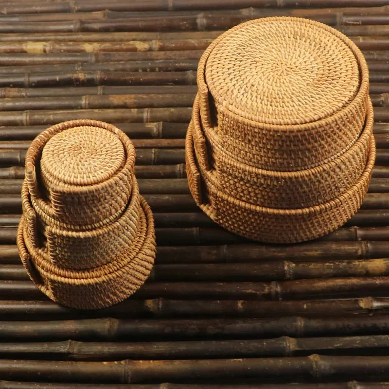 LIGNO – Heat-insulating drink coasters made of rattan to protect the table - Image 7