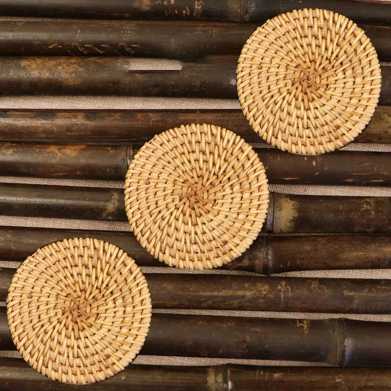 LIGNO – Heat-insulating drink coasters made of rattan to protect the table - Image 8