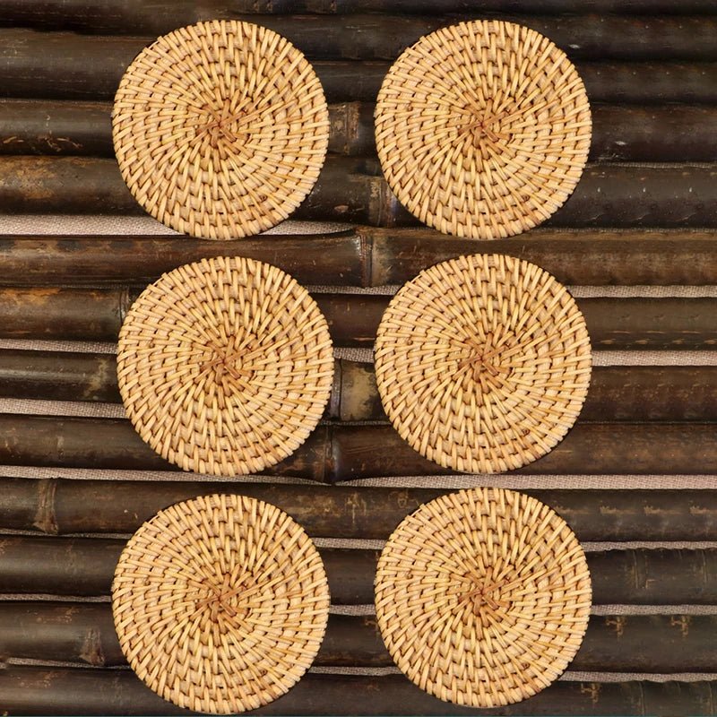 LIGNO – Heat-insulating drink coasters made of rattan to protect the table - Image 9