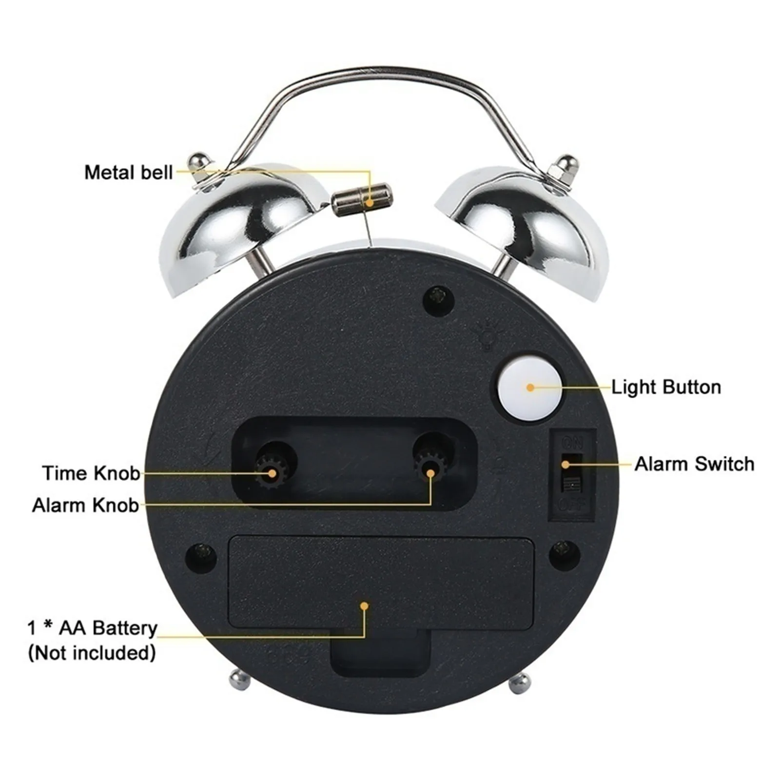 LOUDLUX – Extra loud retro double bell alarm clock for heavy sleepers - Image 5