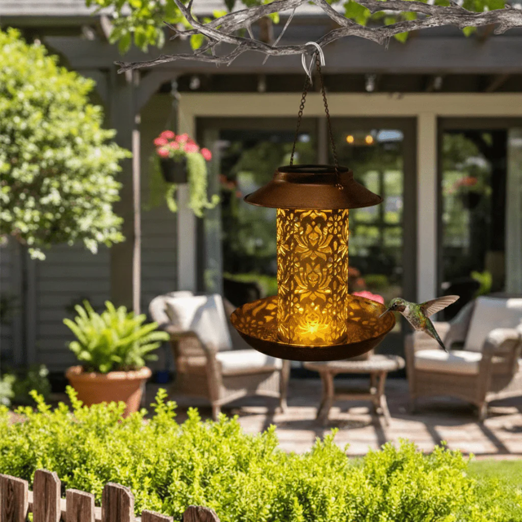 LUMIBLOOM – LED-illuminated solar bird feeder station for decorative garden areas - Image 2