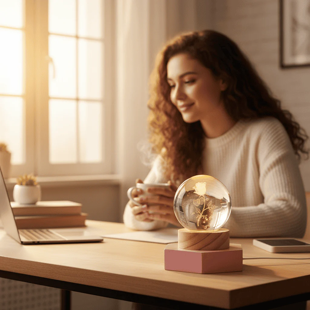 LUMICRYSTA – Elegant 3D LED night lamp with sparkling crystal shine - Image 3