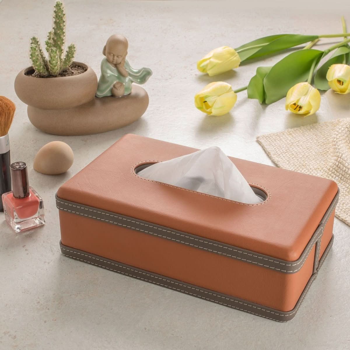 Luscenta Leather Case | Handmade Tissue Holder | Elegant Design Made of Faux Leather | For Home, Office & Car - Image 7