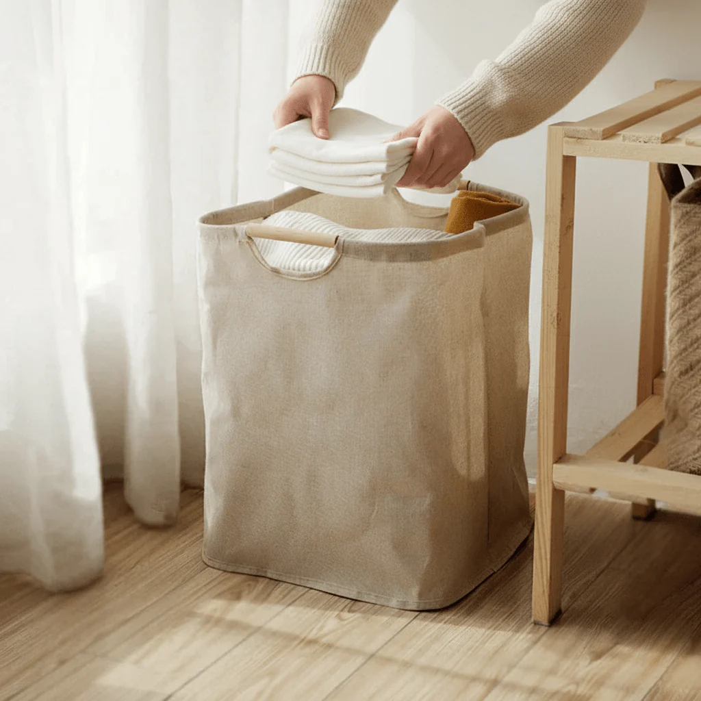 LuxeFold Laundry Basket – Stylish Storage Made from Cotton & Linen - Image 2