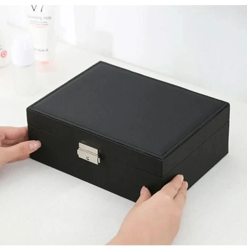 LuxeWood – Elegant jewelry box made of wood with PU leather, 2-layered - Image 6
