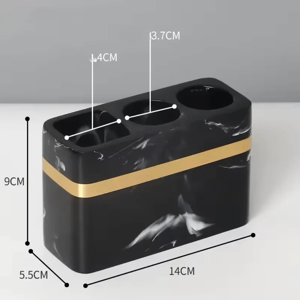 MARQUIS – Sophisticated Presentation Tray made of Black Marble for the Bathroom with Gold Rim - Image 20