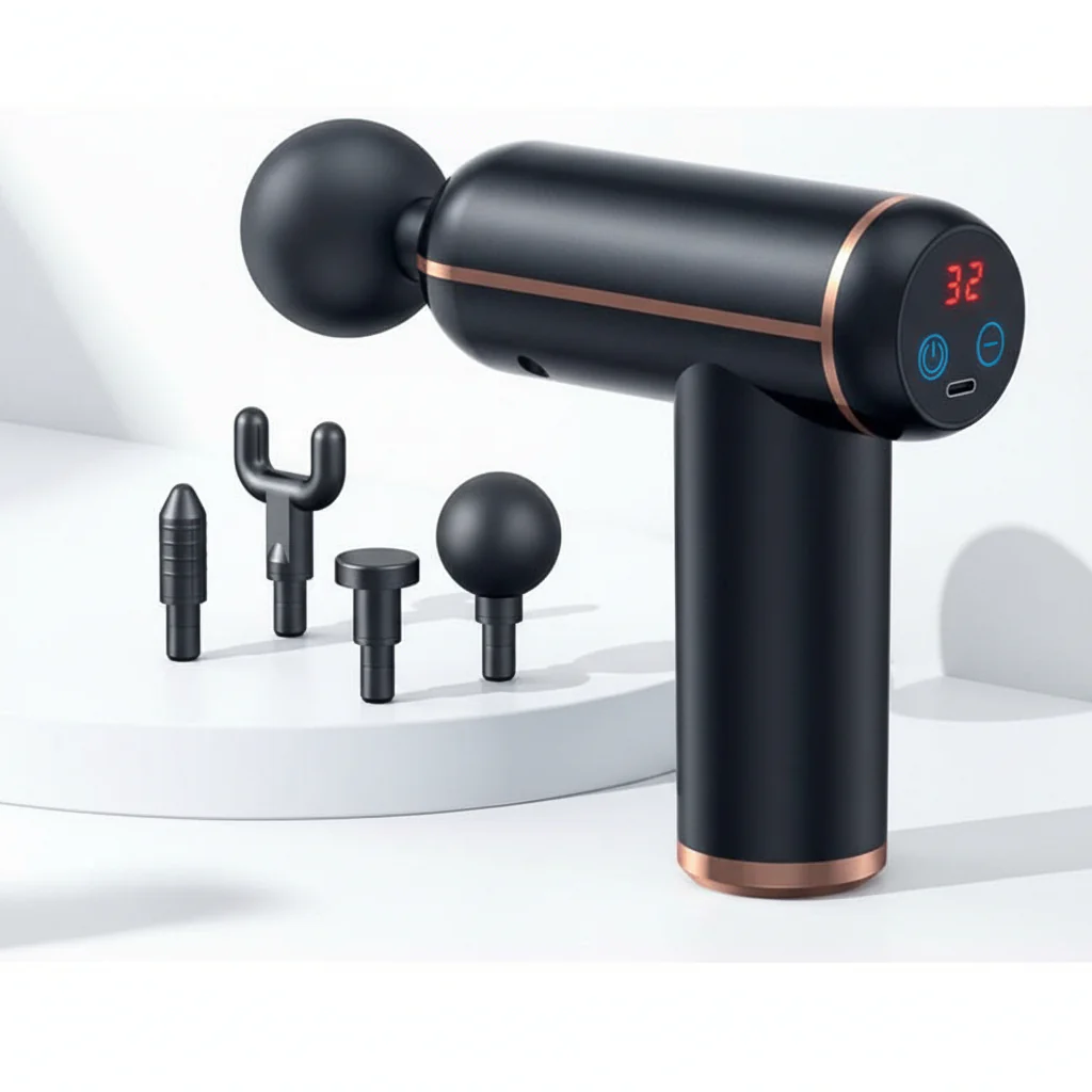 MassageGun Pro - Portable massage gun with 4 attachments for effective muscle regeneration
