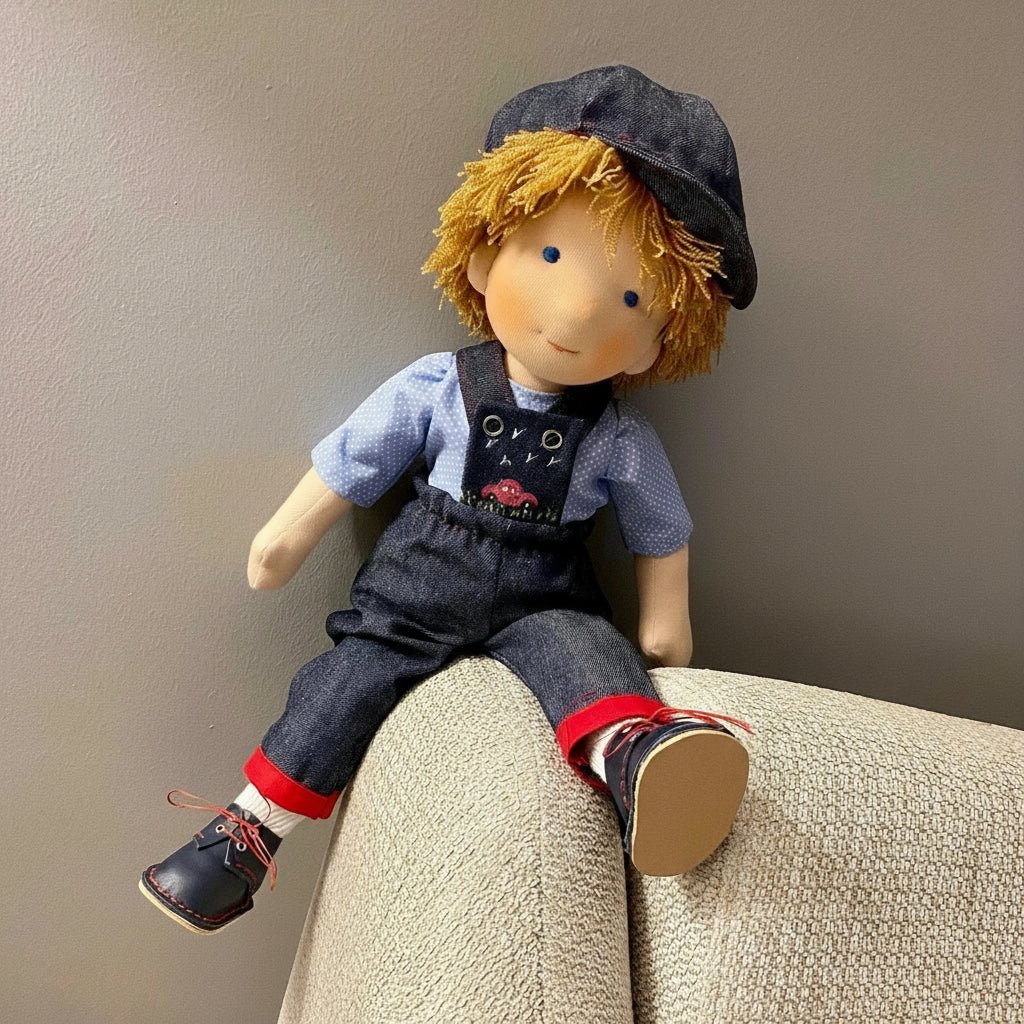 MELLOMINA – Handmade Waldorf doll made of pure cotton with 30 cm tall, soft body for children - Image 10