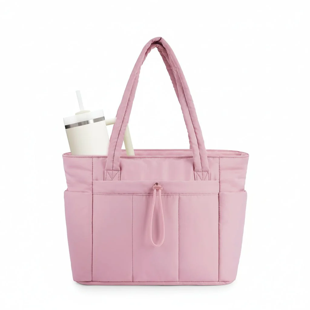 MODPUFF – Quilted Padded All-Purpose Bag for Women with Cup Holder, Laptop Compartment & Suitcase Cover - Image 9