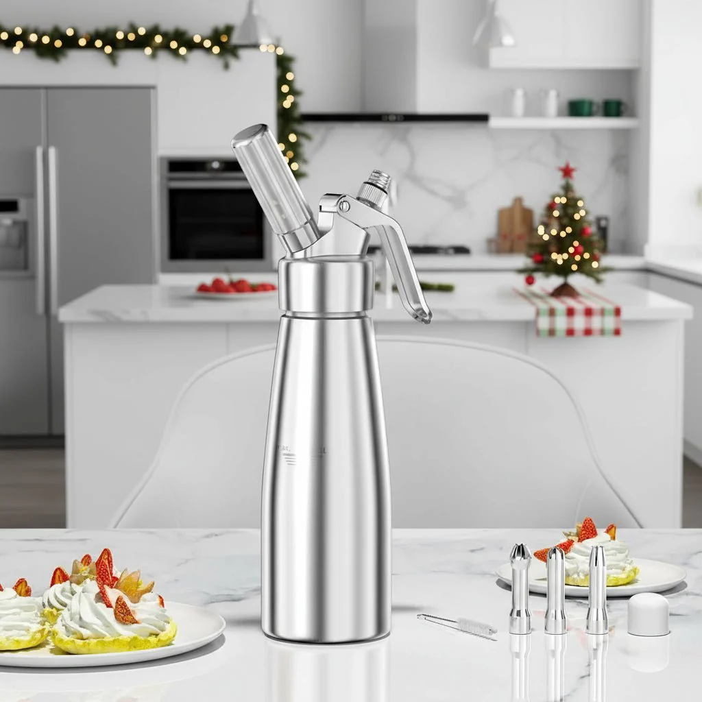 MOUSSTRIQ – 500 ml aluminum cream dispenser with 3 decorative nozzles - Image 3
