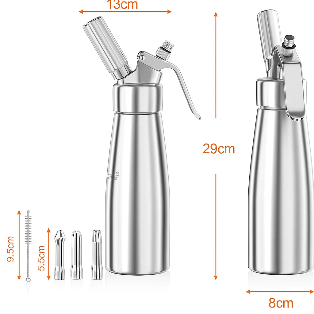 MOUSSTRIQ – 500 ml aluminum cream dispenser with 3 decorative nozzles - Image 7