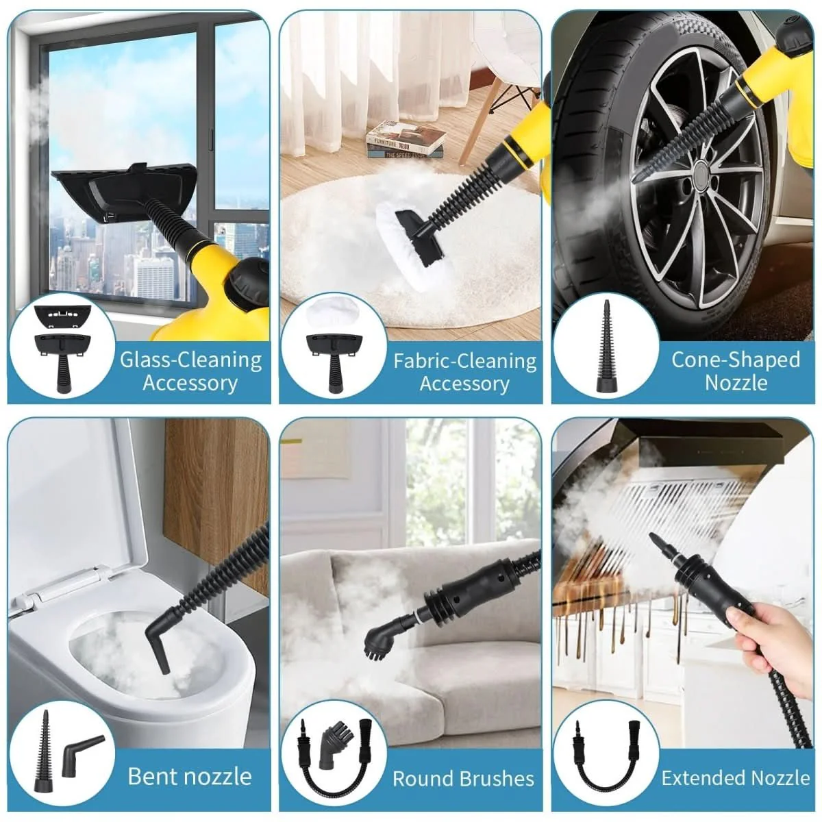 Multifunction Steam Cleaner - Chemical-free steam cleaner with 8 attachments for household, clothes & windows - Image 7