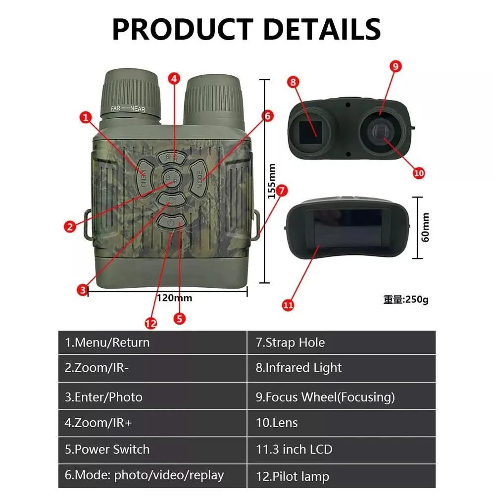 NightPulse Binoculars- Night vision binoculars with 300 m range & recording function - Image 12