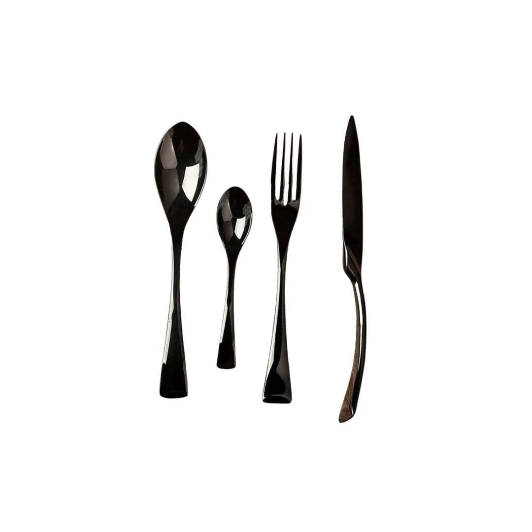 NOIRSTEEL – Elegant Black Stainless Steel Cutlery Set - Image 2