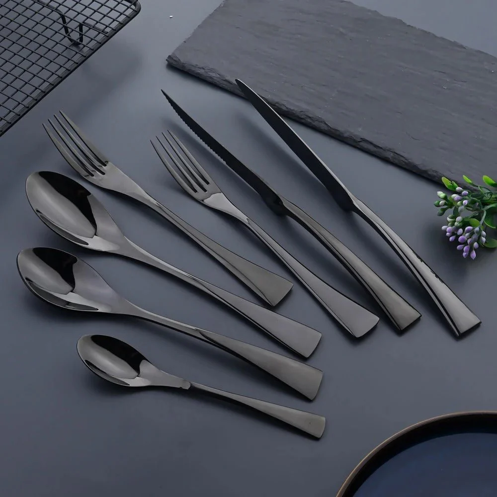 NOIRSTEEL – Elegant Black Stainless Steel Cutlery Set - Image 6