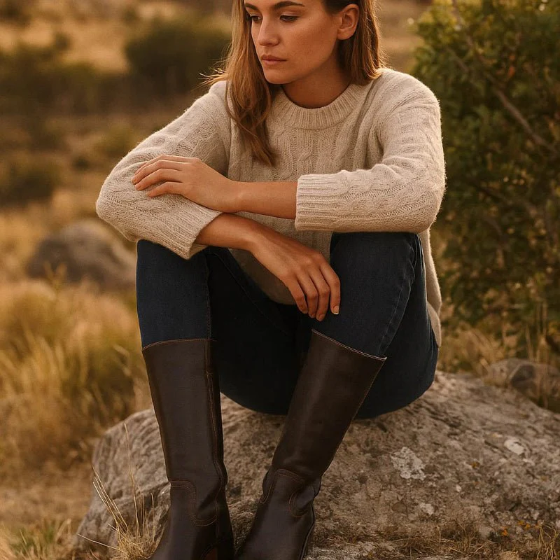 NOIRVA – Timeless Women's Leather Boots with Block Heel & Classic Design - Image 4