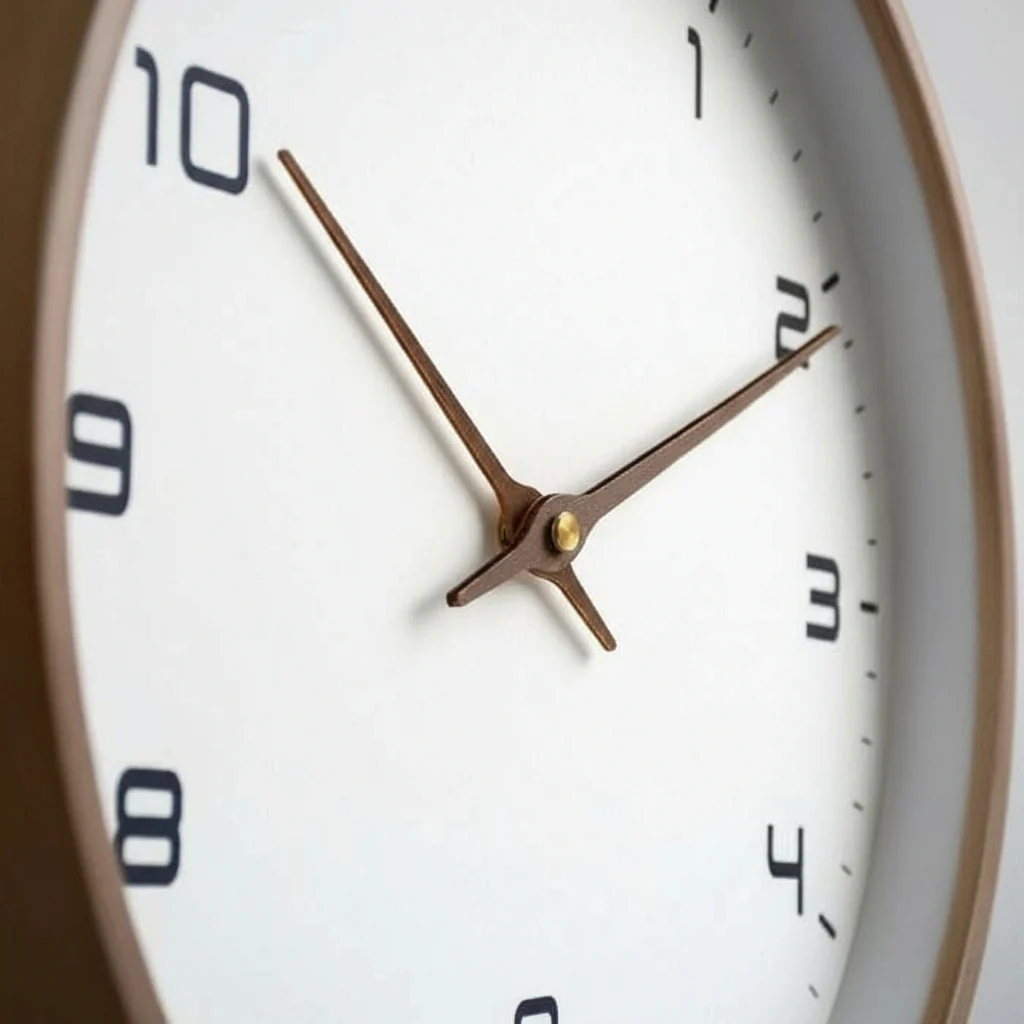 NordicTimber – Modern Solid Wood Wall Clock in Brown & Cream - Image 4