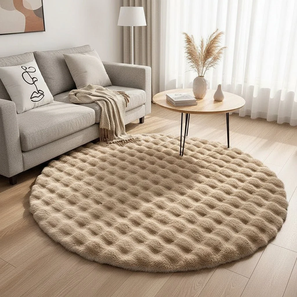 NORDILOFT – Fluffy, round polyester rug for cozy Scandinavian living spaces - Image 3
