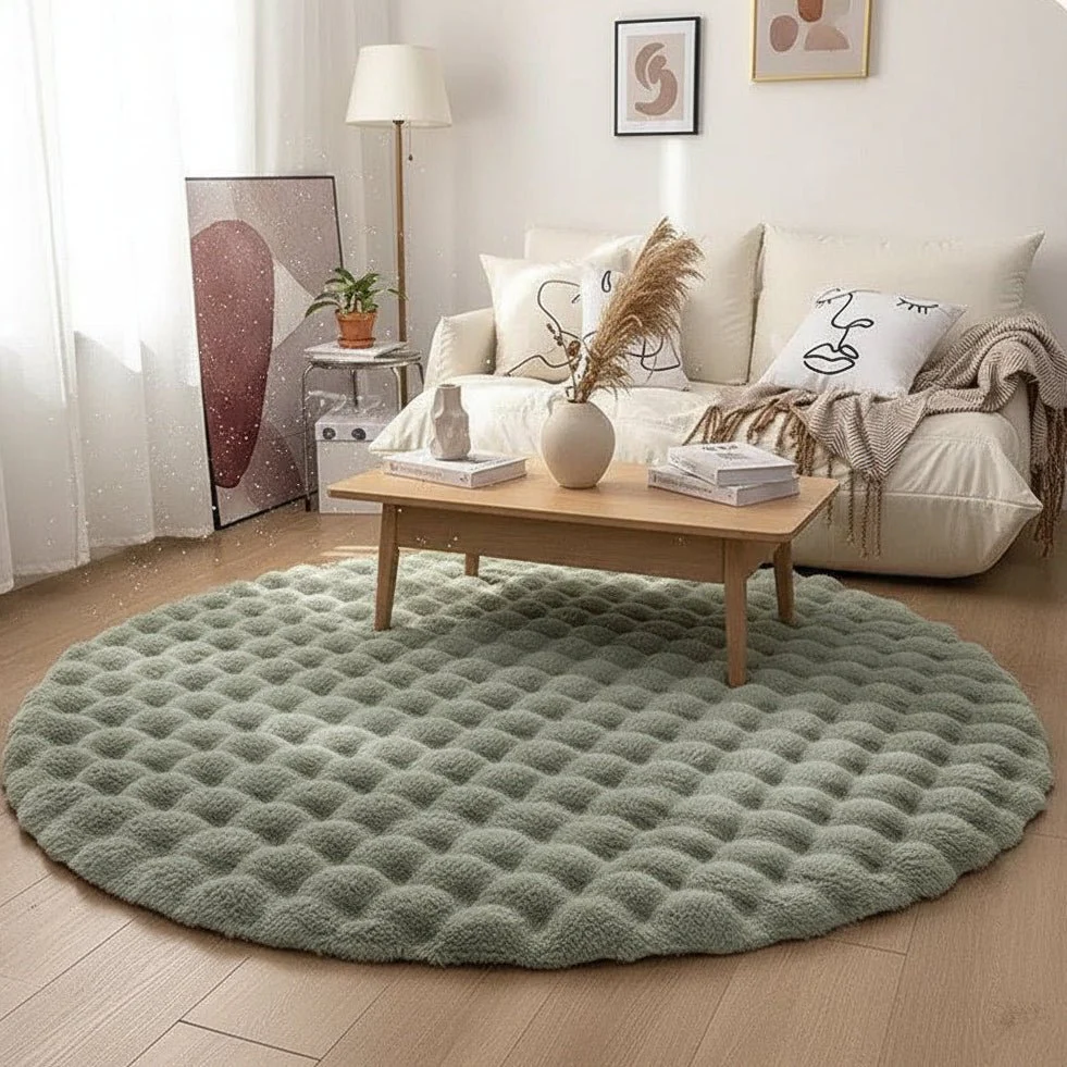 NORDILOFT – Fluffy, round polyester rug for cozy Scandinavian living spaces - Image 5