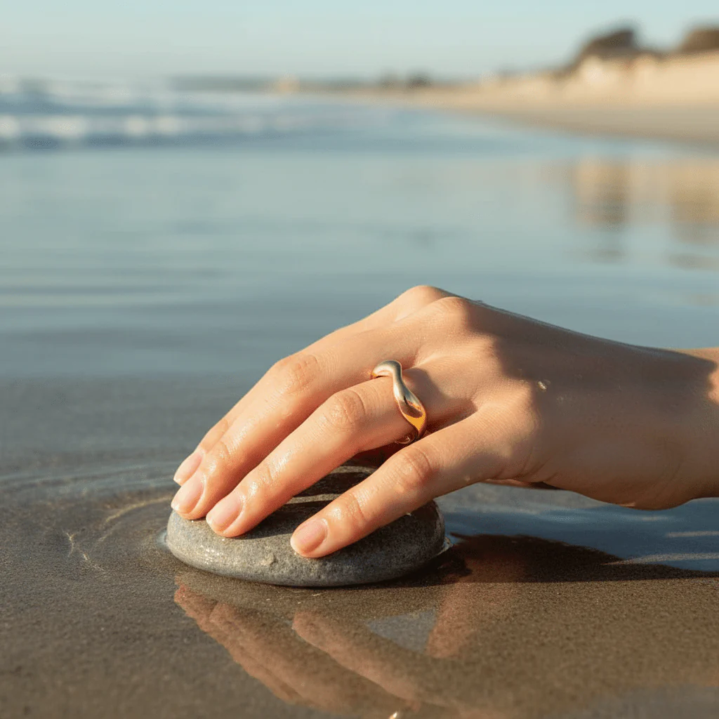 OCEANLUX – Adjustable Silver Ring with Ocean Design - Image 3
