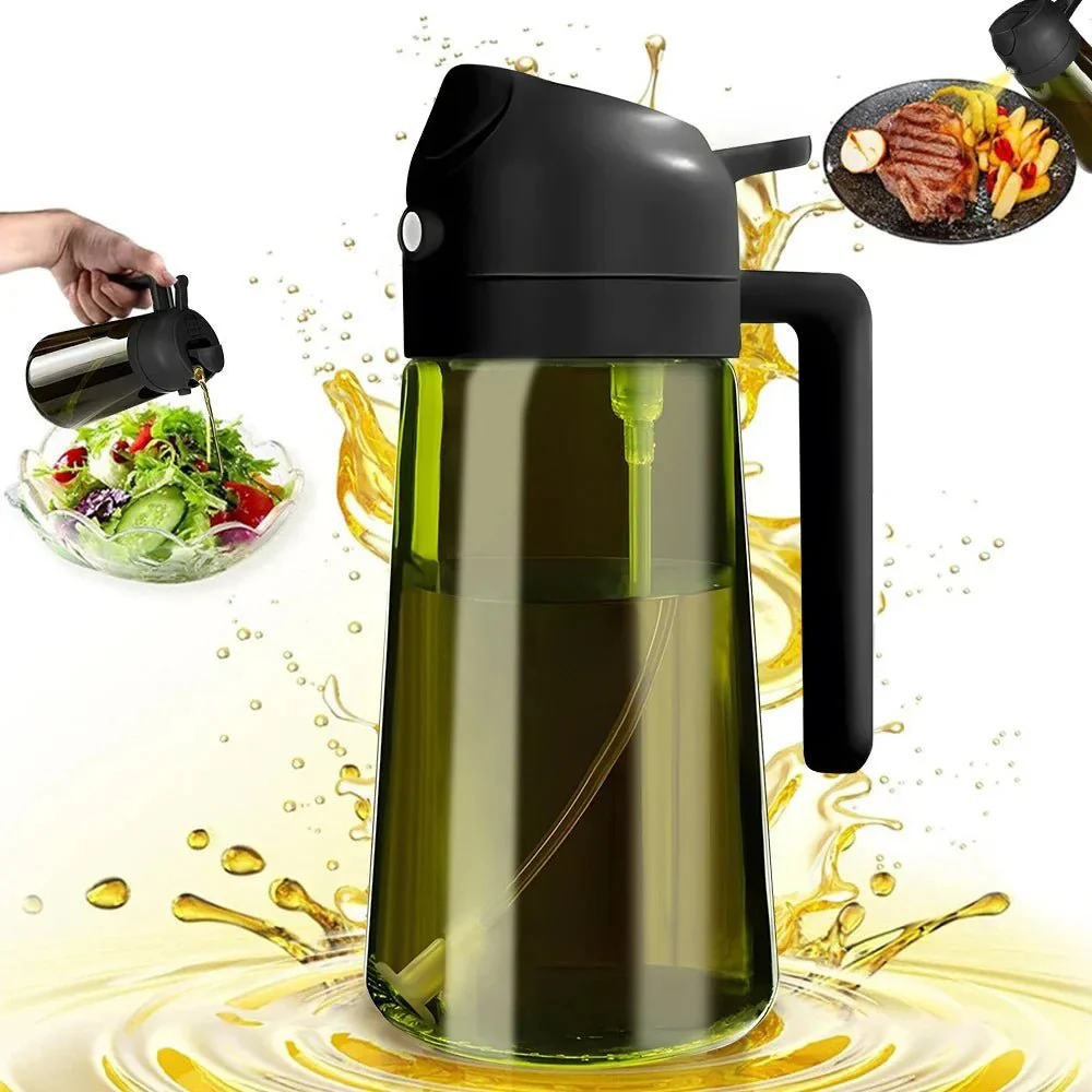 OIL ENJOYMENT – Dark green glass oil sprayer for precise healthy cooking - Image 3