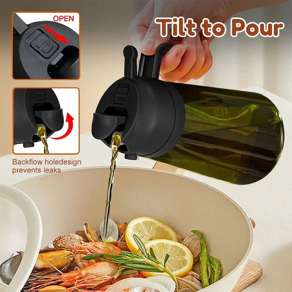 OIL ENJOYMENT – Dark green glass oil sprayer for precise healthy cooking - Image 6