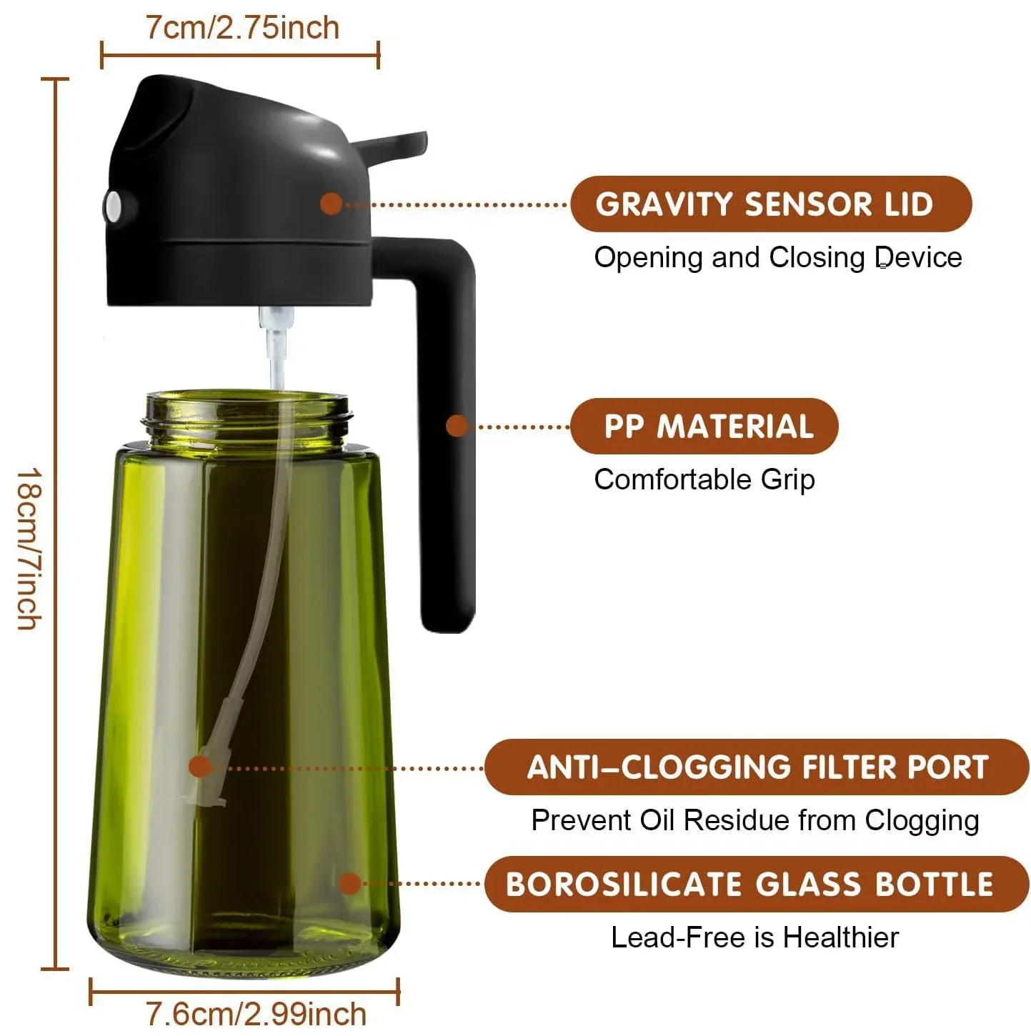 OIL ENJOYMENT – Dark green glass oil sprayer for precise healthy cooking - Image 7
