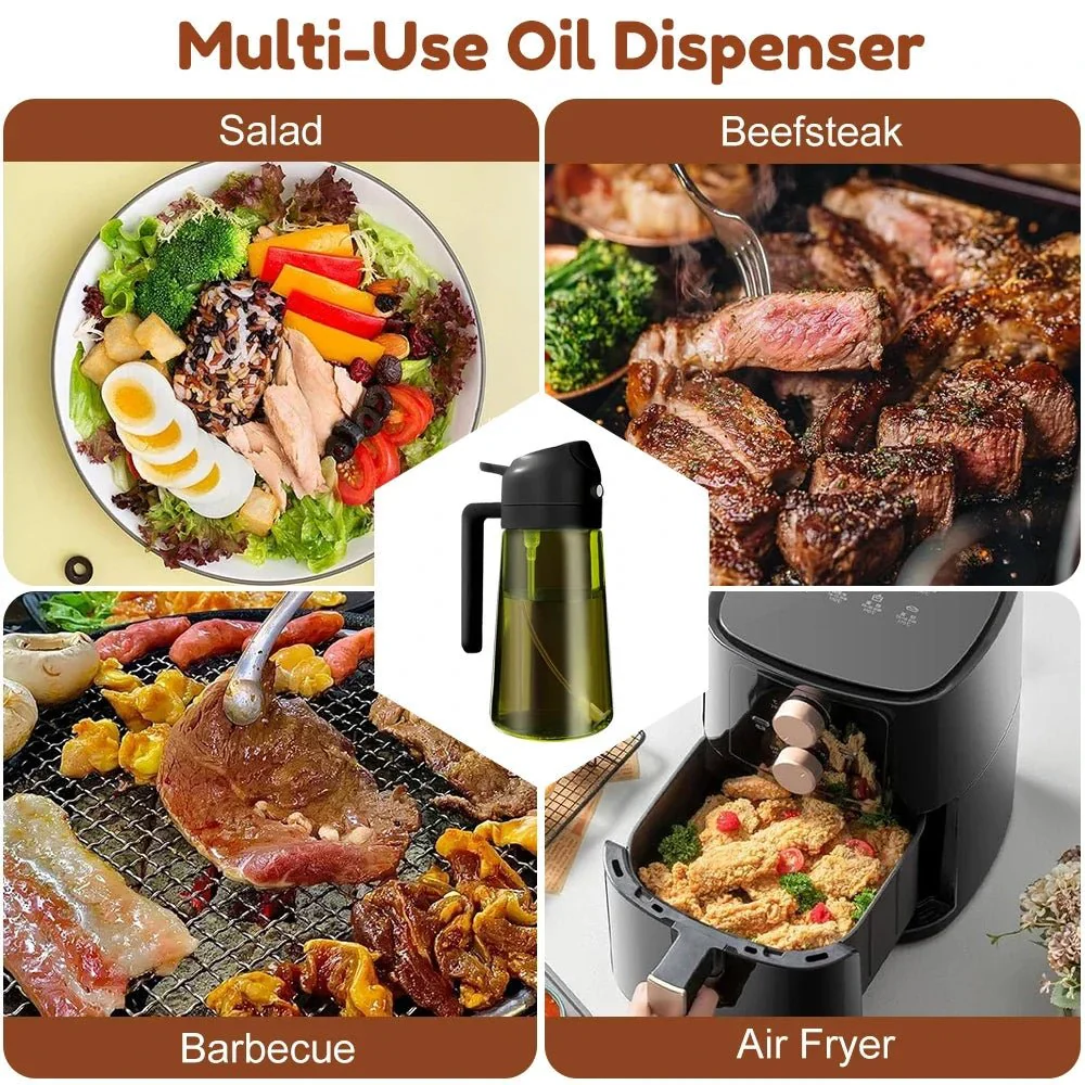 OIL ENJOYMENT – Dark green glass oil sprayer for precise healthy cooking - Image 8